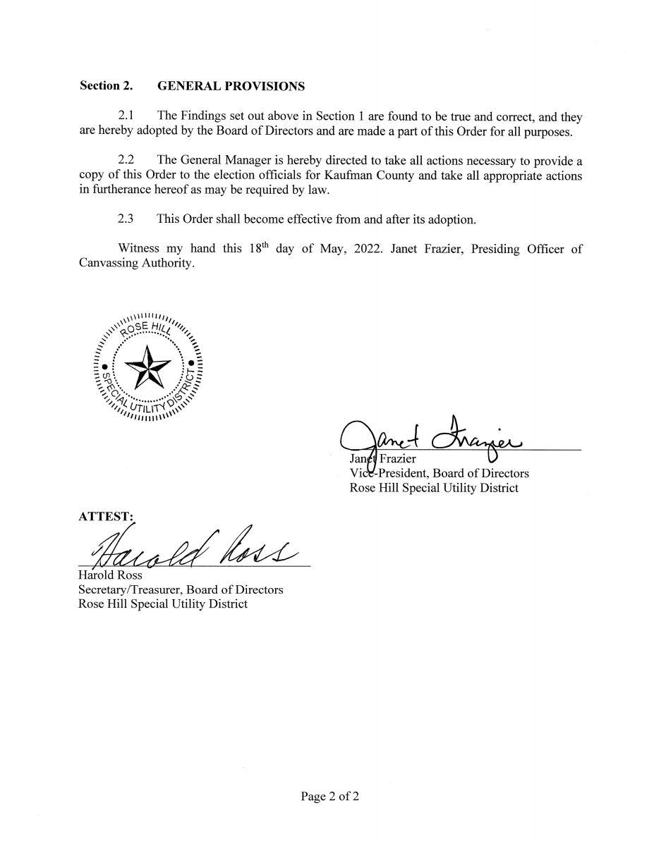 Canvassing Order Page 2